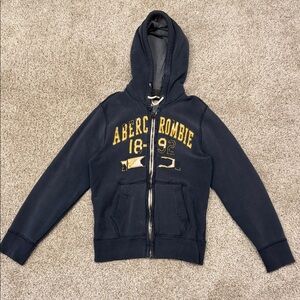 Abercrombie & Fitch Navy Hoodie with Yellow Details